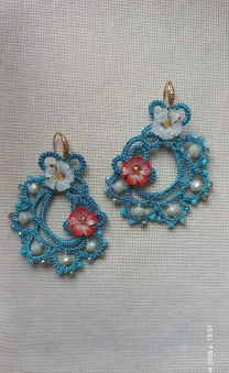 Сережки мереживні бірюзові. Фріволіте анкарс .