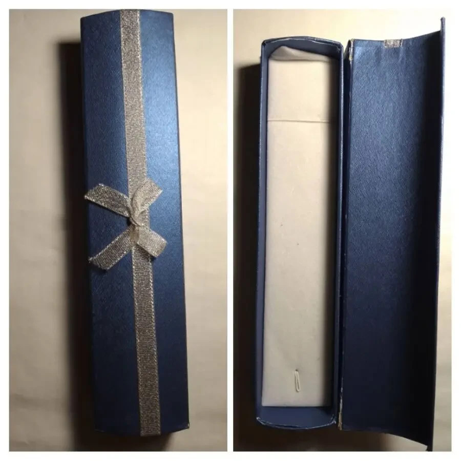 Для подарка синяя коробочка длинная подарочная упаковочная,  маленькая 3