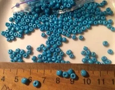 Бусы бисер бусины д  2-3 мм бирюза 6