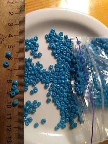 Бусы бисер бусины д  2-3 мм бирюза 4