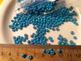 Бусы бисер бусины д  2-3 мм бирюза