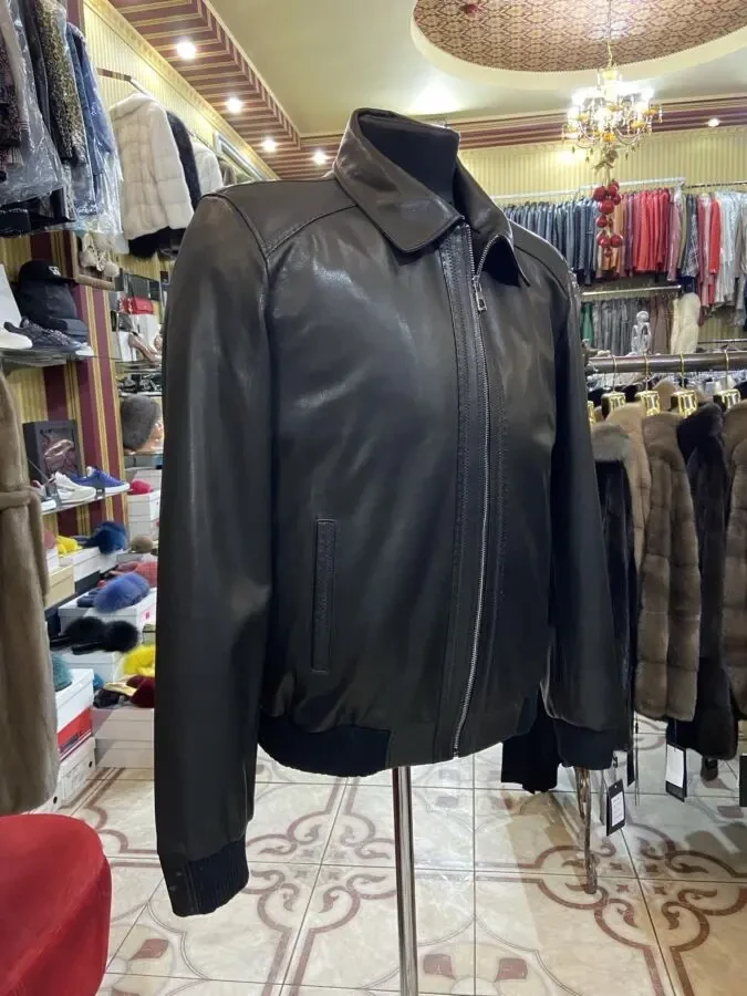 Чоловічі шкіряні бомбери,комір вилоги,рубашковий 7