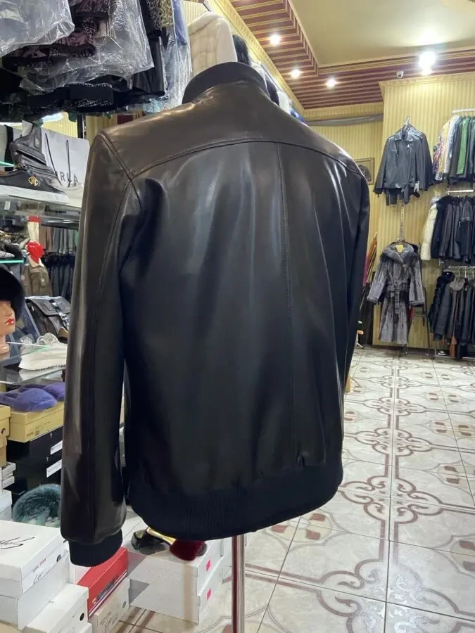 Чоловічі шкіряні бомбери,комір вилоги,рубашковий 5