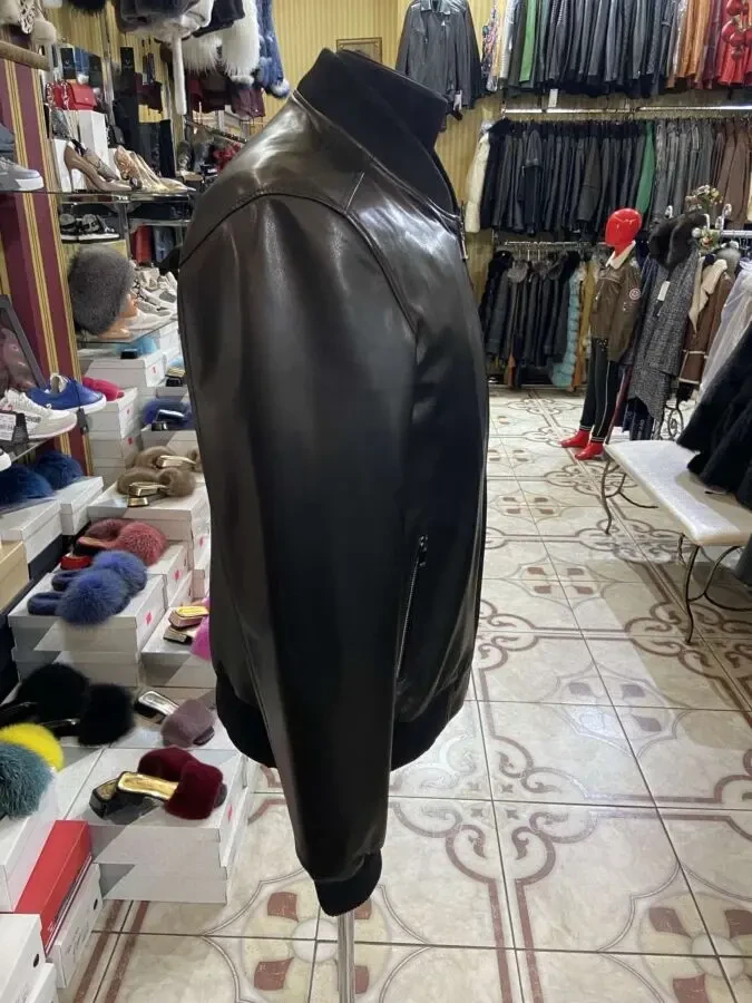 Чоловічі шкіряні бомбери,комір вилоги,рубашковий 4