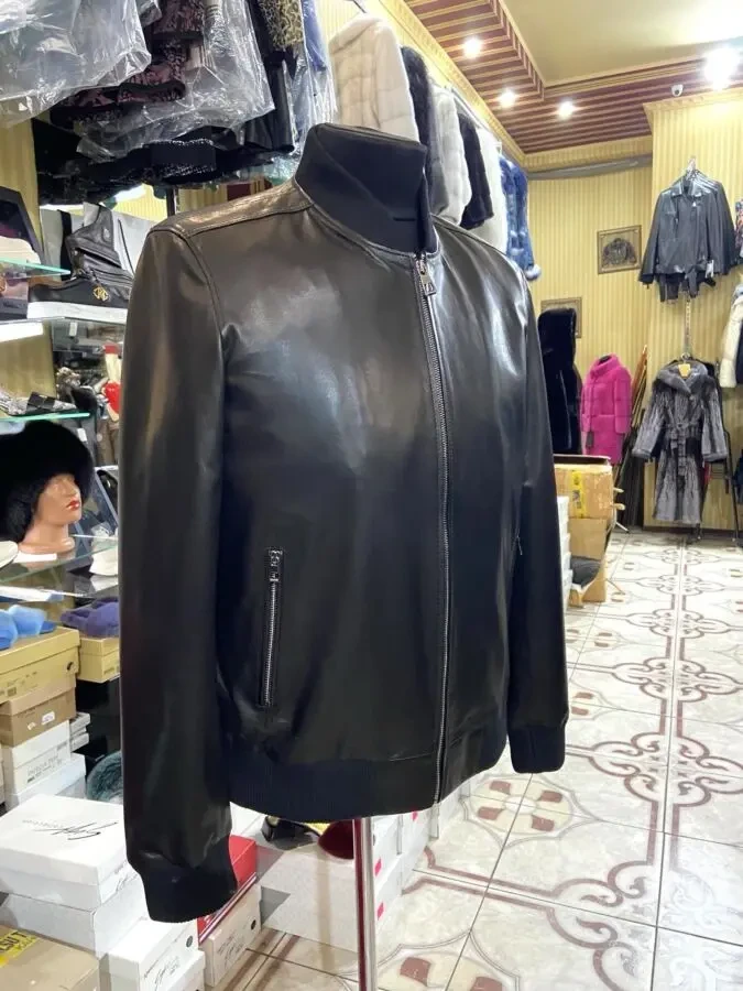 Чоловічі шкіряні бомбери,комір вилоги,рубашковий 3