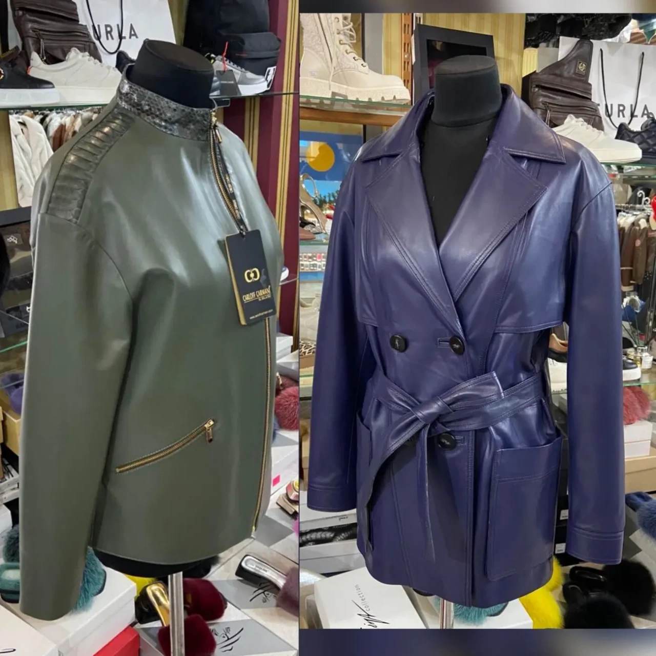 Жіночі куртки,мяка шкіра лайка,з пітоном