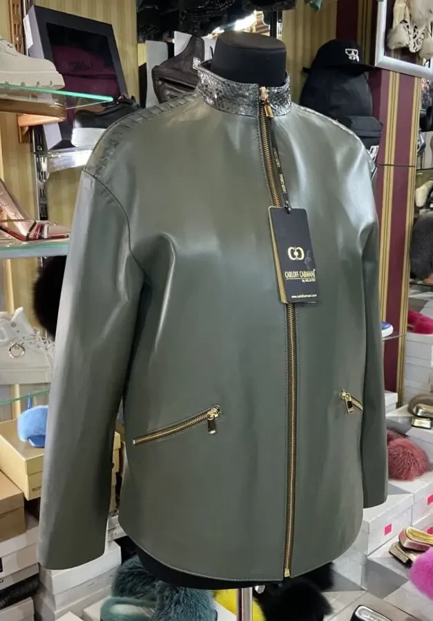 Жіночі куртки,мяка шкіра лайка,з пітоном 5