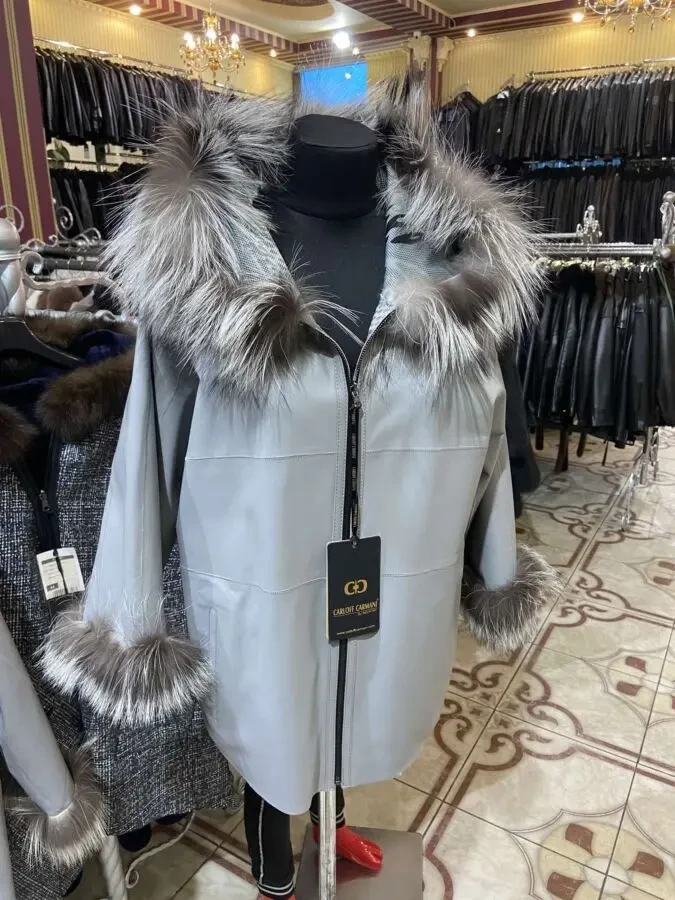 Двостороння куртка з хутром чорнобурки,капюшон 5