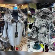 Двостороння куртка з хутром чорнобурки,капюшон