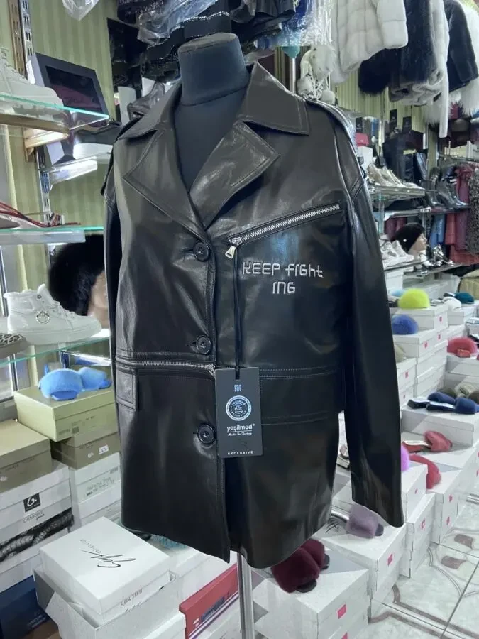 Куртка шкіряна подовжена,косуха 8