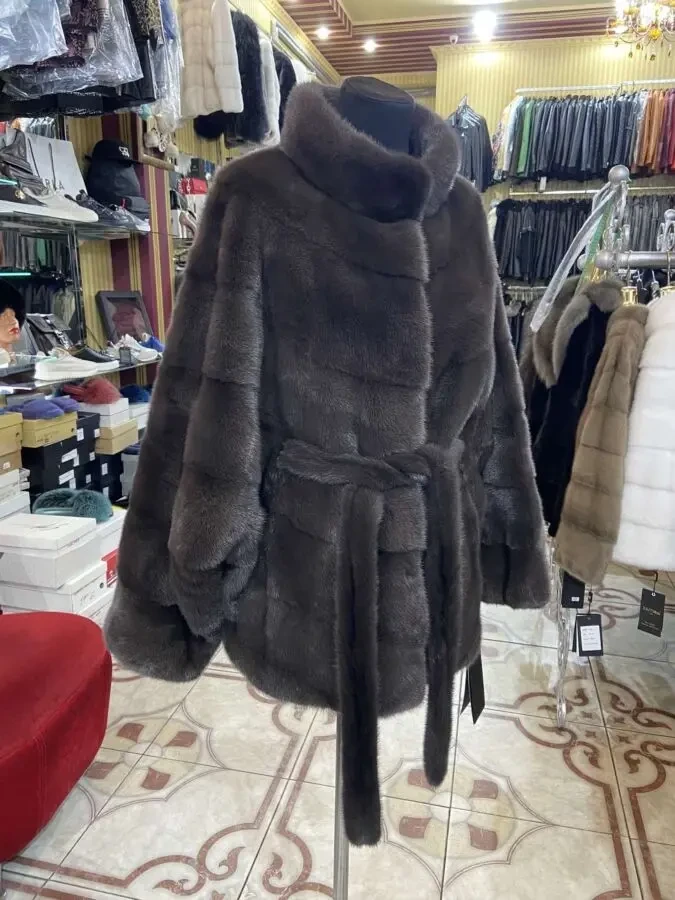 Шуба норкова , автоледі хутряний пояс 2