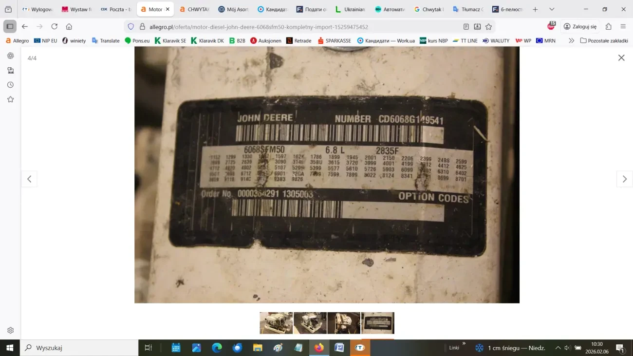 Двигун JOHN DEERE 6068SFM50 4