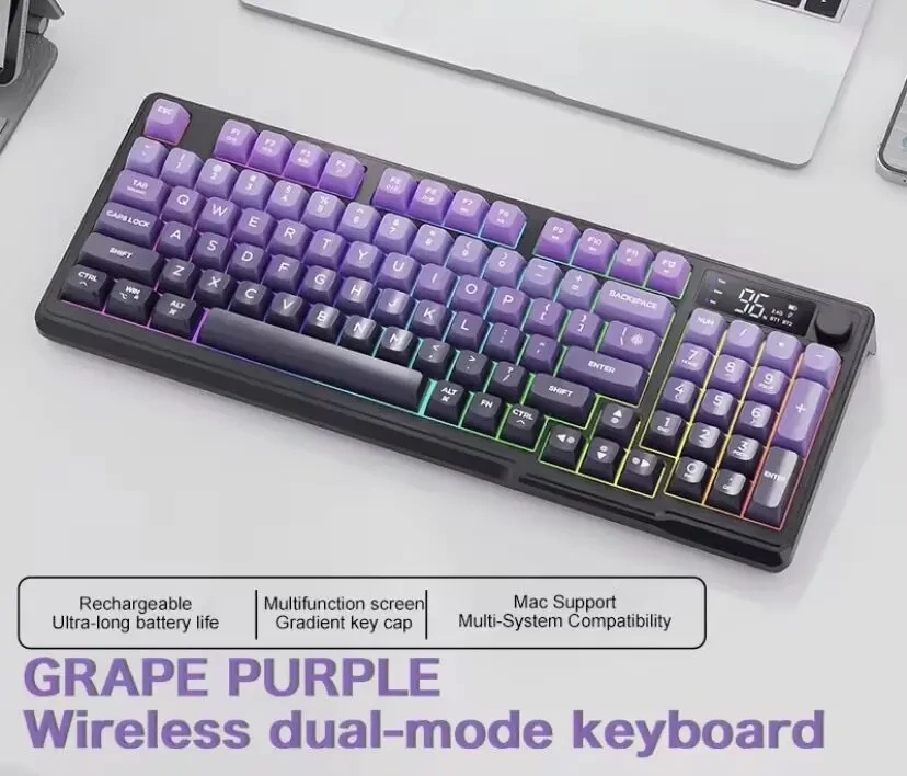 Ігрова Клавіатура безпровідна з підсвіткою та Led дісплеем 96 клавіш