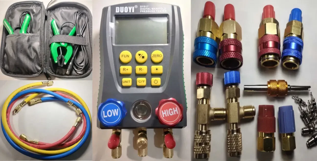Манометрическая станция цифровая. Плюс щупы, краны, коннекторы, шланги
