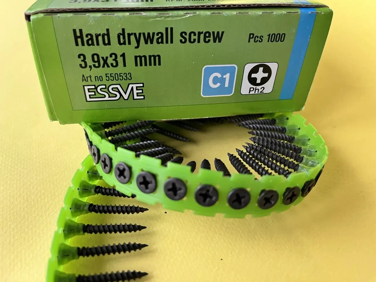 Саморізи на стрічці ESSVE BAND 3,9 на 31 мм для твердого гіпсокартону 10