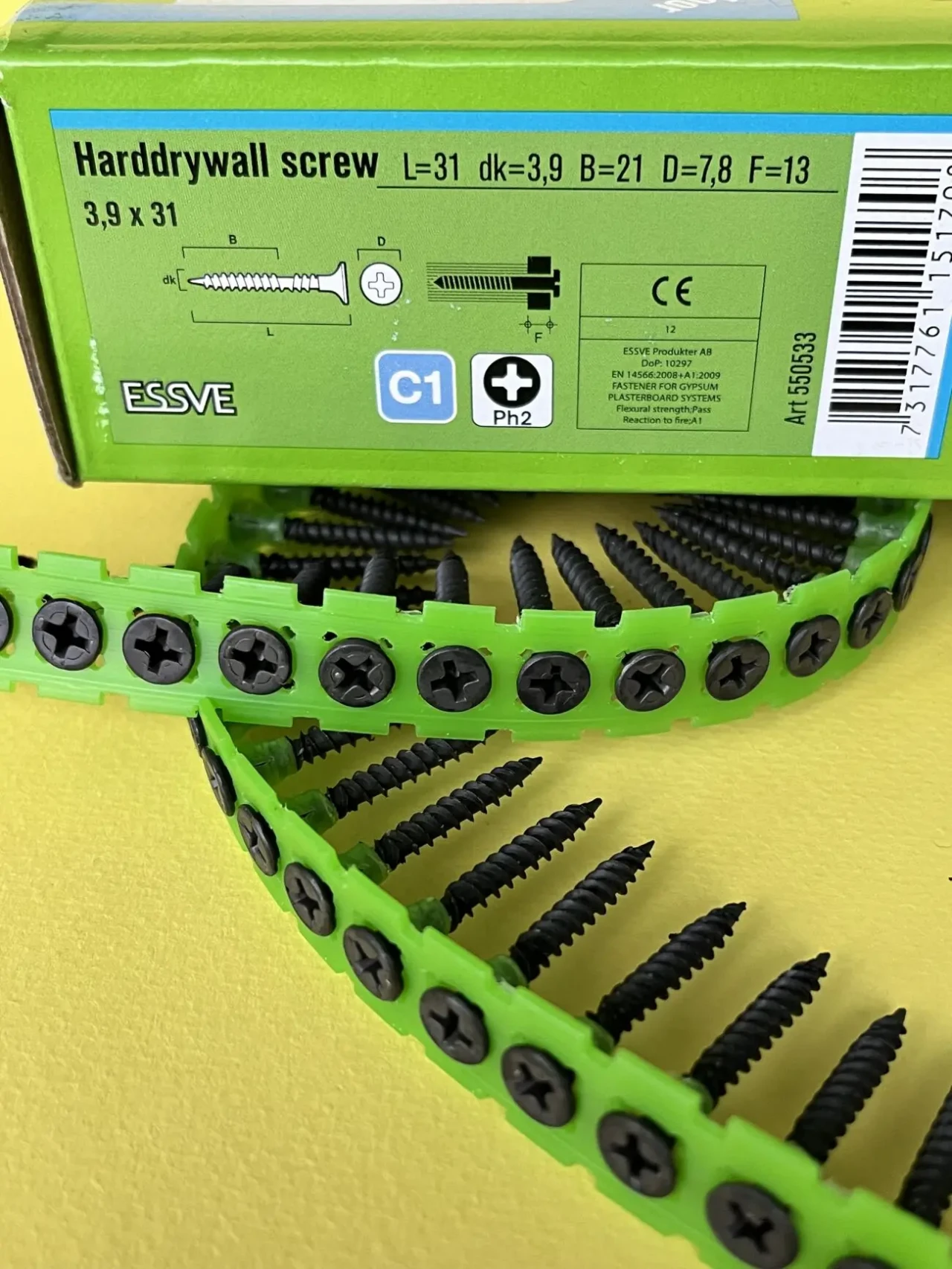 Саморізи на стрічці ESSVE BAND 3,9 на 31 мм для твердого гіпсокартону 4