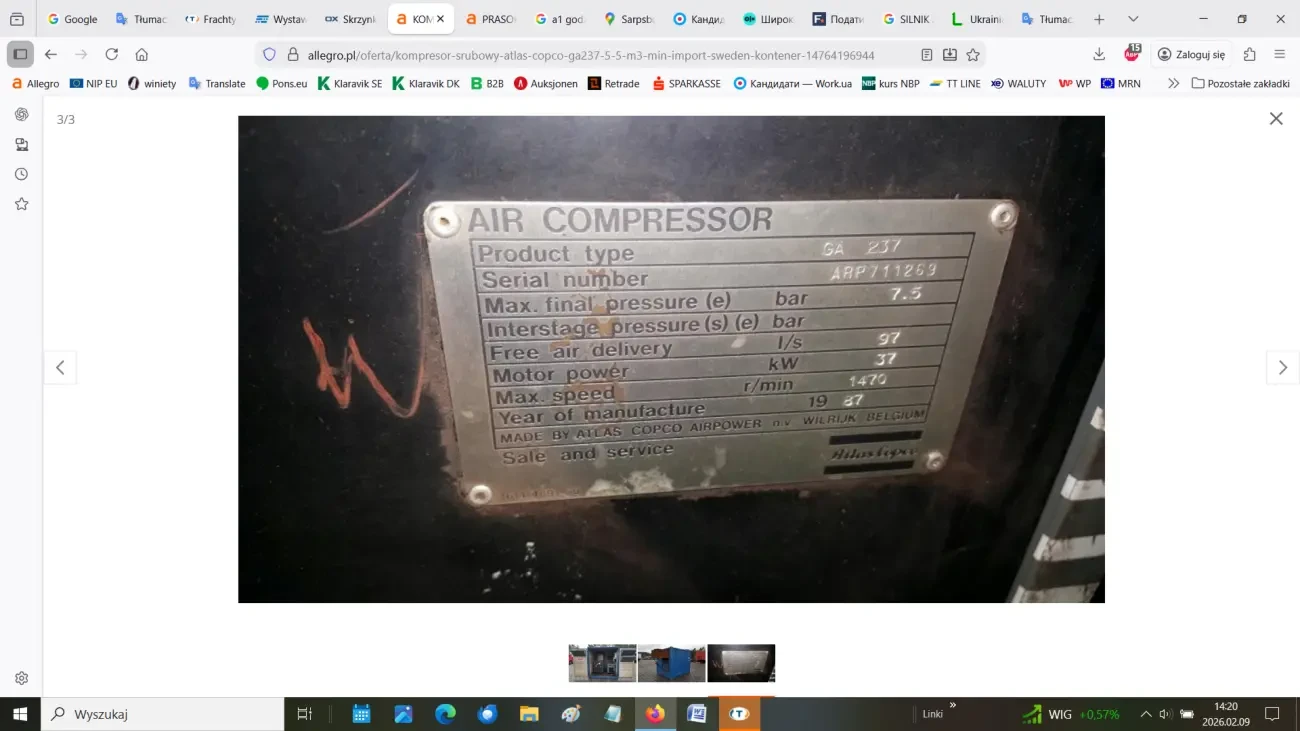 Гвинтовий компресор Atlas Copco GA237 3