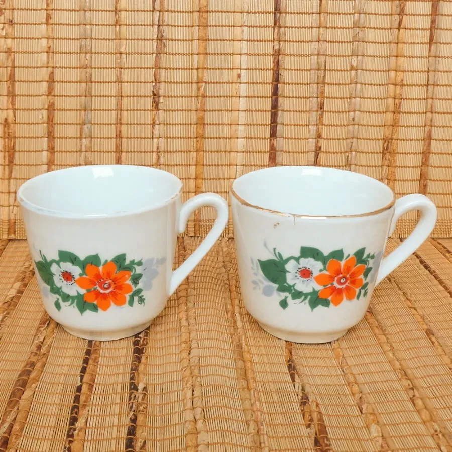 Мініатюрний кавовий сервіз 2 чашки 3 блюдця молочник цукорниця 5