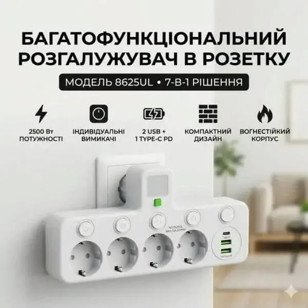 Мережевий розгалужувач-адаптер 7-в-1