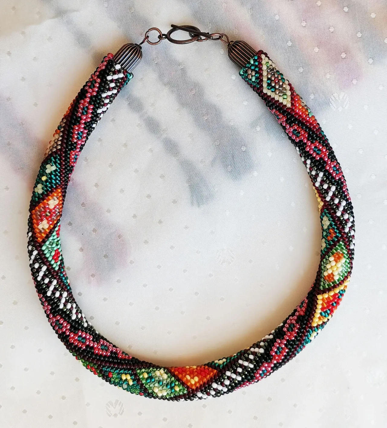 Прикраса із бісеру кольє-джгут Буковинець 8