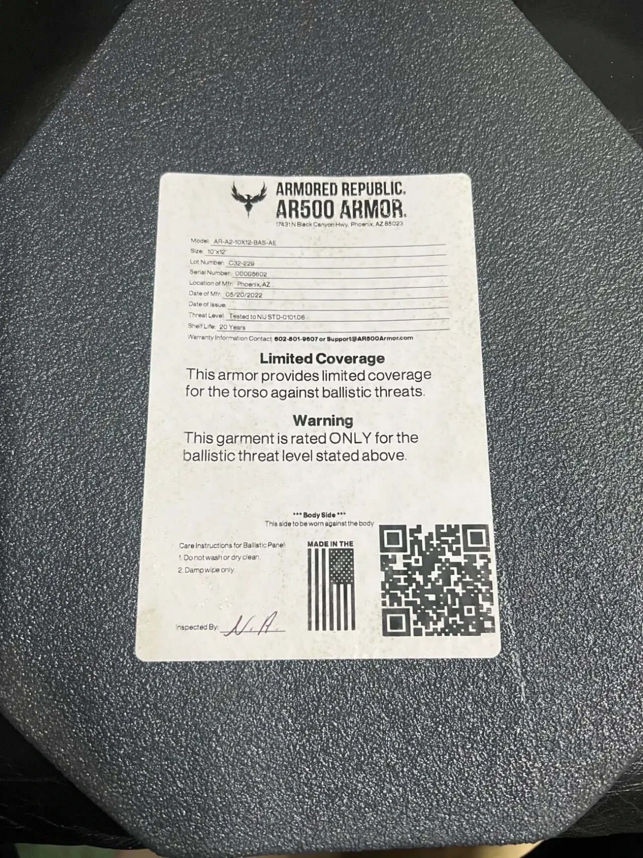 бронекомплект AR500 Armor Veritas + плити A2 6