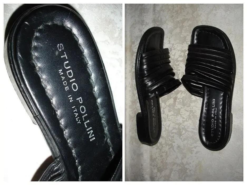 ШЛЬОПАНЦІ/босоніжки жіночі 39 р. (25,5 см). ШКІРА. Чорні. Брен 6