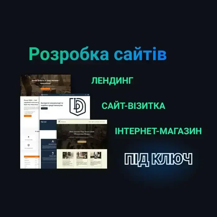 Розробка сайтів. Сайт під ключ. Лендінг, сайт-візитка, корпоративний