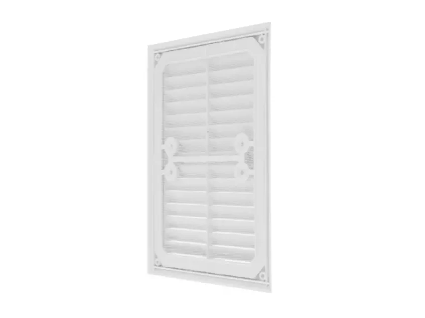 Вентиляційна решітка 24х18 см з сіткою від комах (біла, пластик) 3