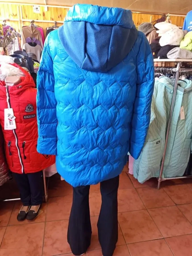 Стильная весенняя женская стеганая куртка в синем цвете 50, 56 2