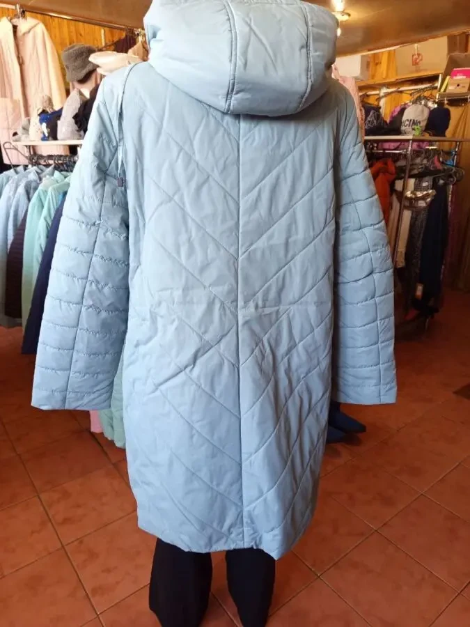 Стильная весенняя куртка-пальто в небесно-голубом цвете 54-62р 2