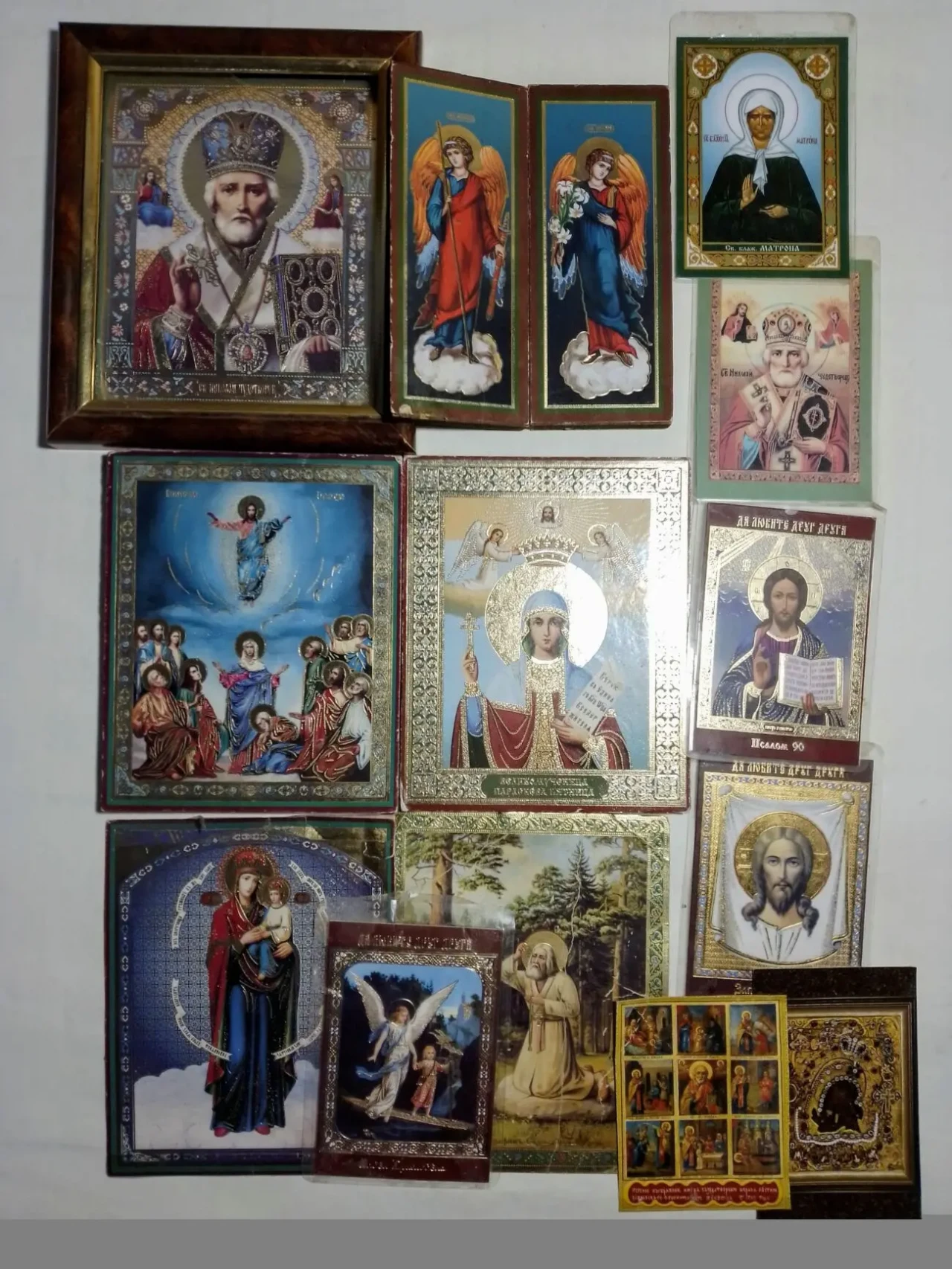 Икона православная домашняя 14 штук, на дереве, картон в рамке, бумага