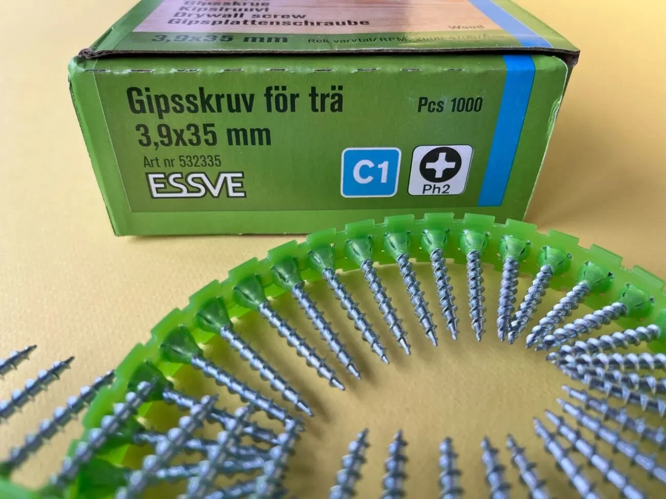 ESSVE 532335 - Стрічкові саморізи 3.9х35 мм для ГКЛ по дереву 1000 шт. 5