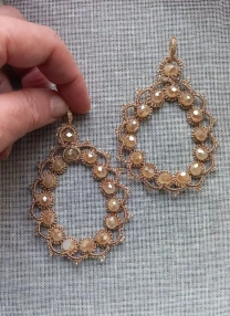 Сережки мереживні  Шампань.  Техніка фріволіте анкарс .