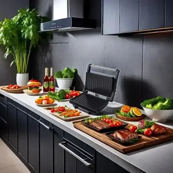Електричний гриль під тиском 850 Вт, контактний гриль 5