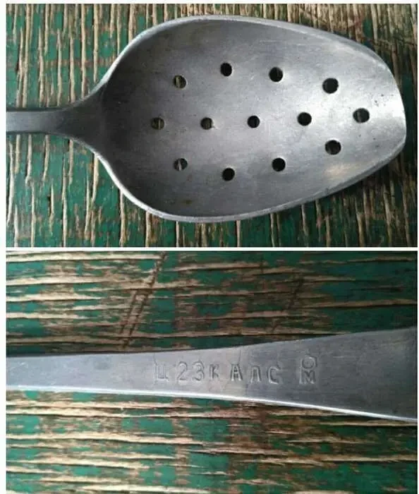 Ложка шумовка,гарнирная ложка с отверстиями алюминиевая Великан 26,5см 3