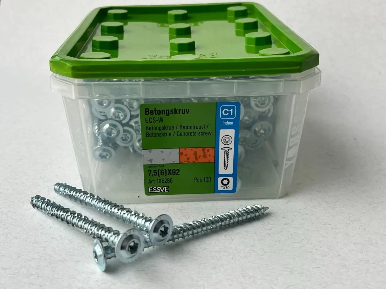 Шуруп для бетону ESSVE 7,5(6)х92 WAF ТХ30, оцинкований (арт. 105286) 8