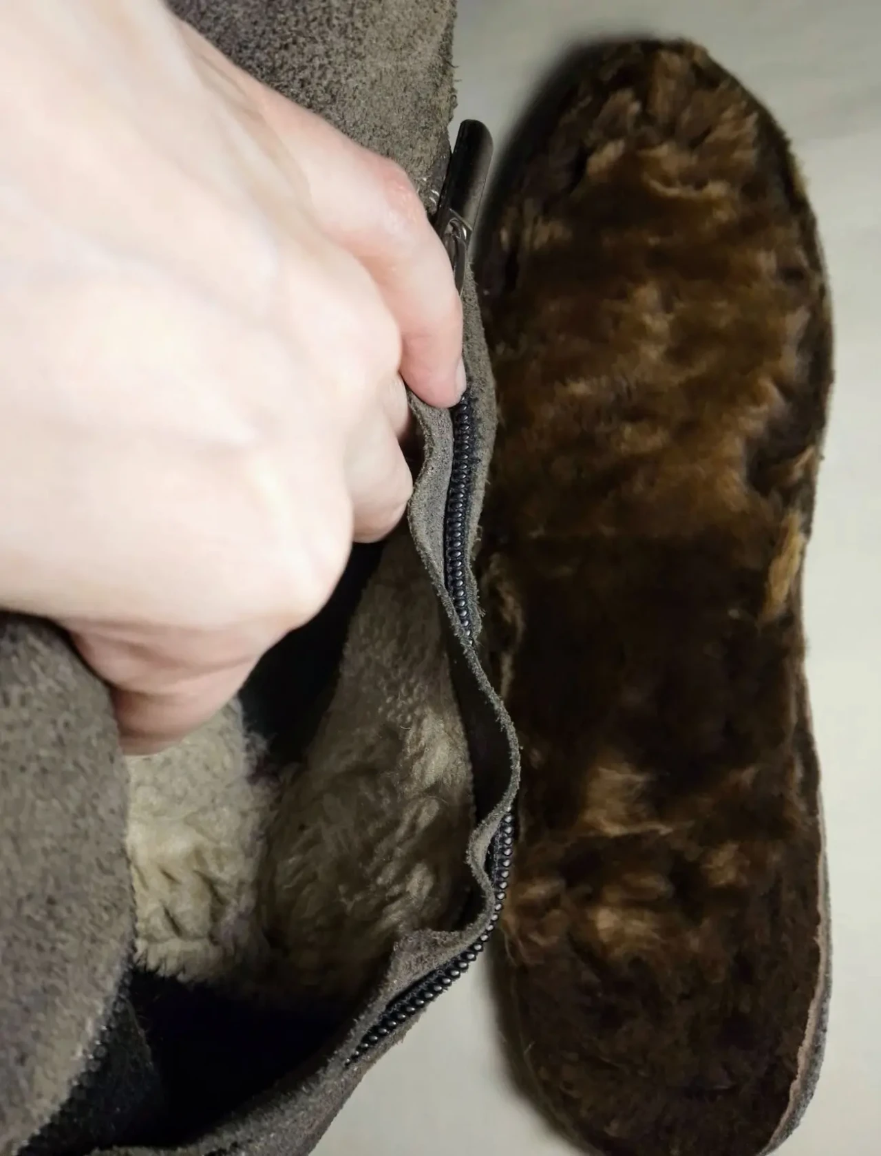 Сапоги ботфорты серые 40 26 замша кожа евро зима, мех, молнии, теплые 7