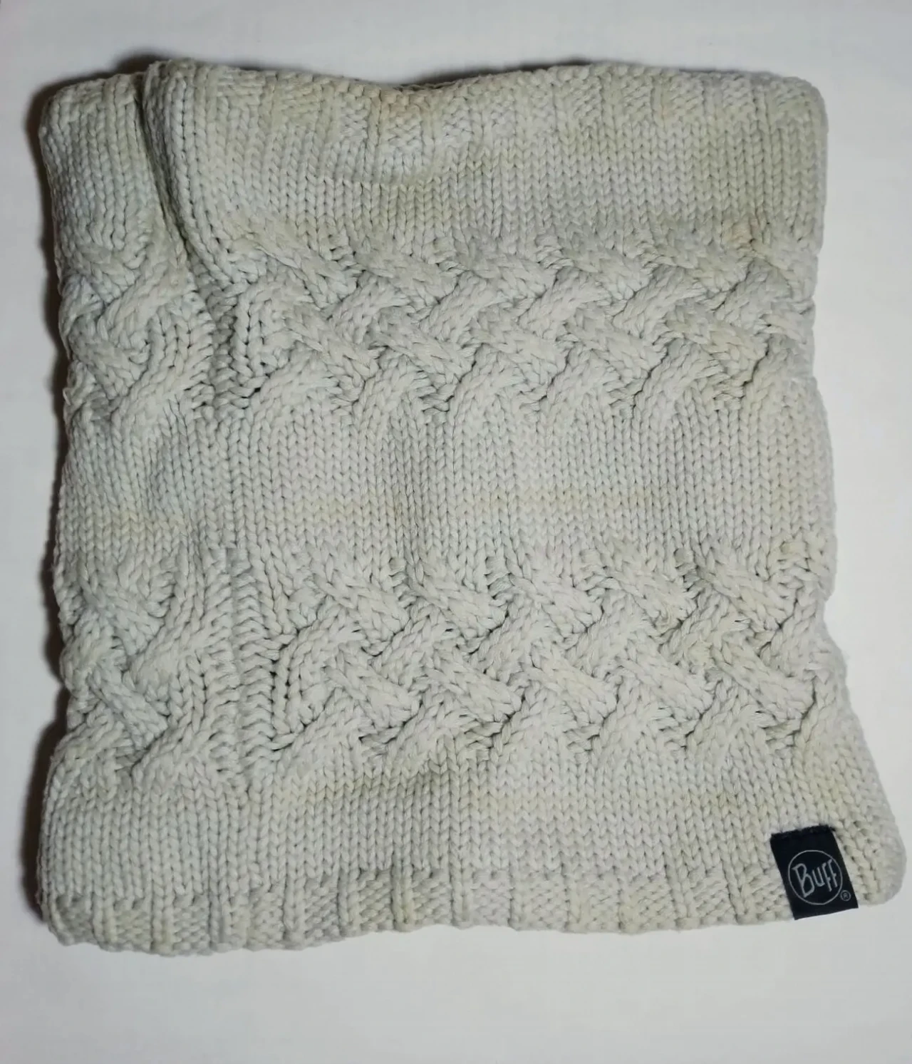 Бежевый бафф зимний вязаный теплый, хлопок флис, шарф, хомут Buff 3