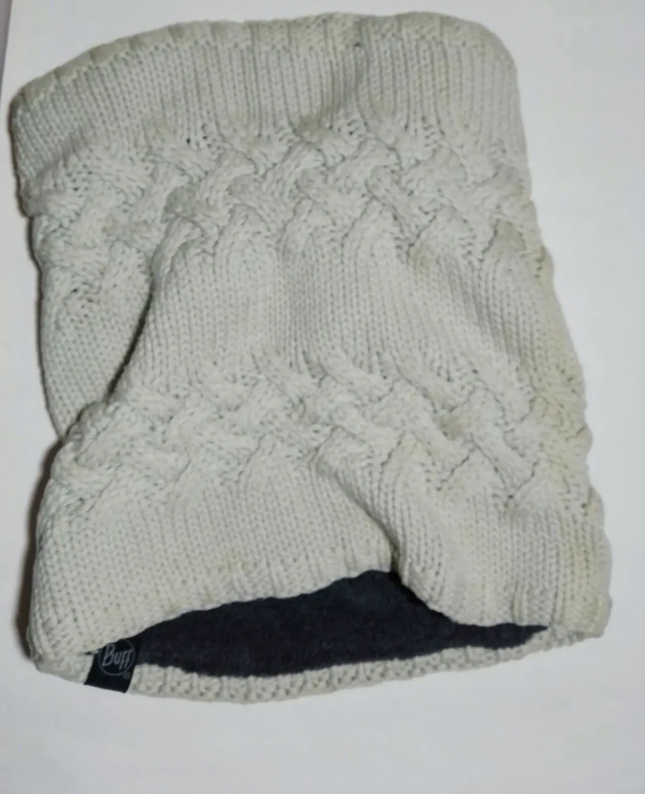 Бежевый бафф зимний вязаный теплый, хлопок флис, шарф, хомут Buff 2