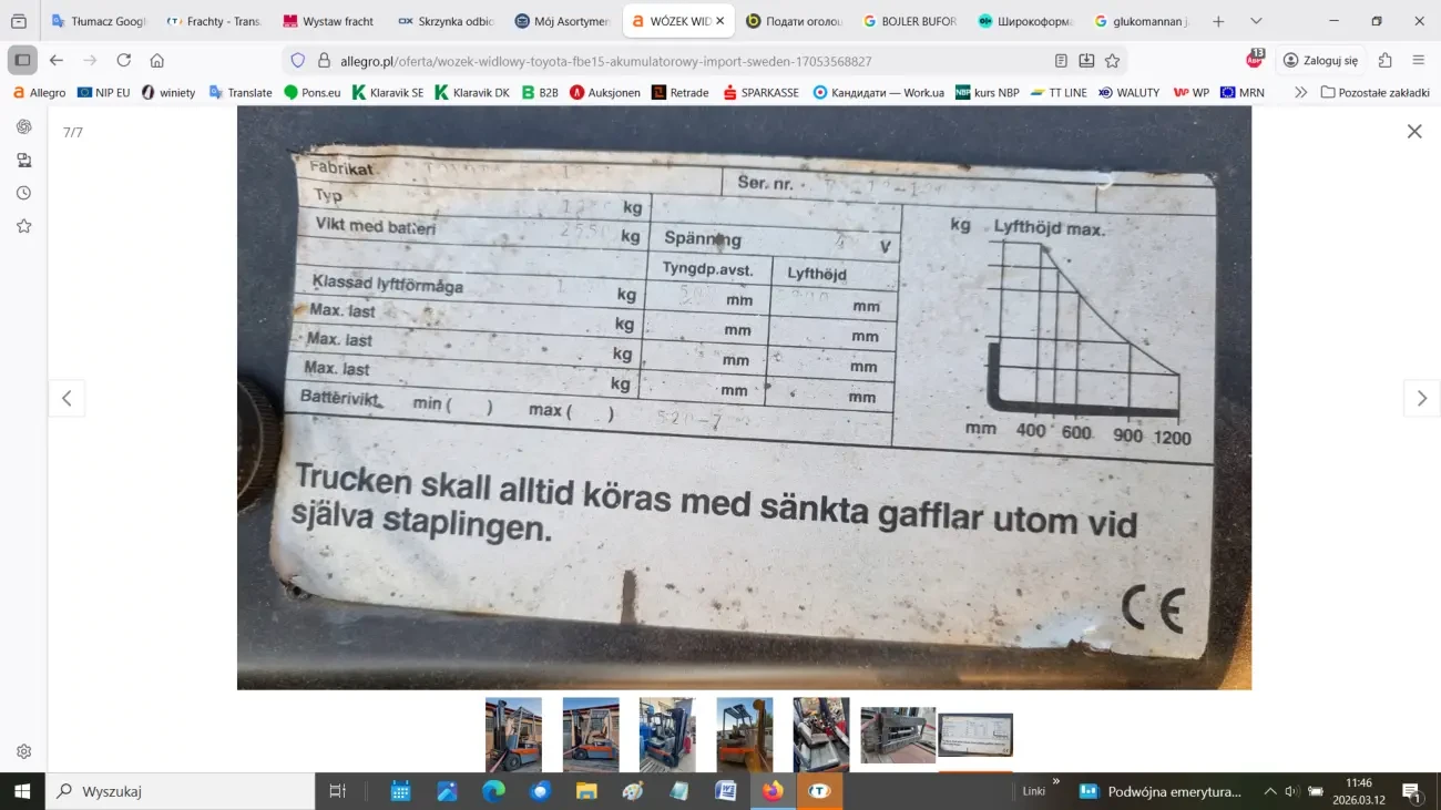 Вилковий навантажувач TOYOTA FBE15 6