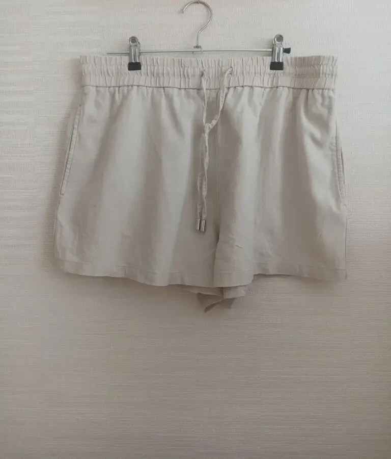 Zara Шорты женские лен с вискозой бежевые XL 6