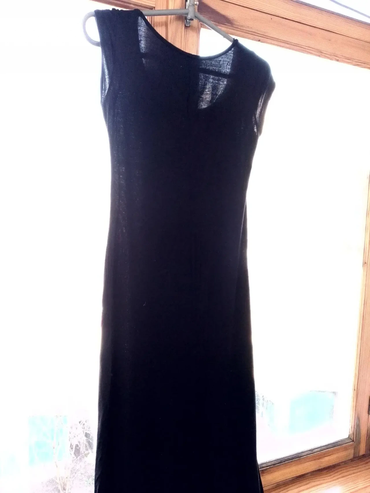 Черное платье длинное в пол трикотажное с 10, для дома, сна, бельевое 2