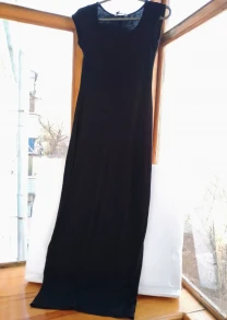 Черное платье длинное в пол трикотажное с 10, для дома, сна, бельевое