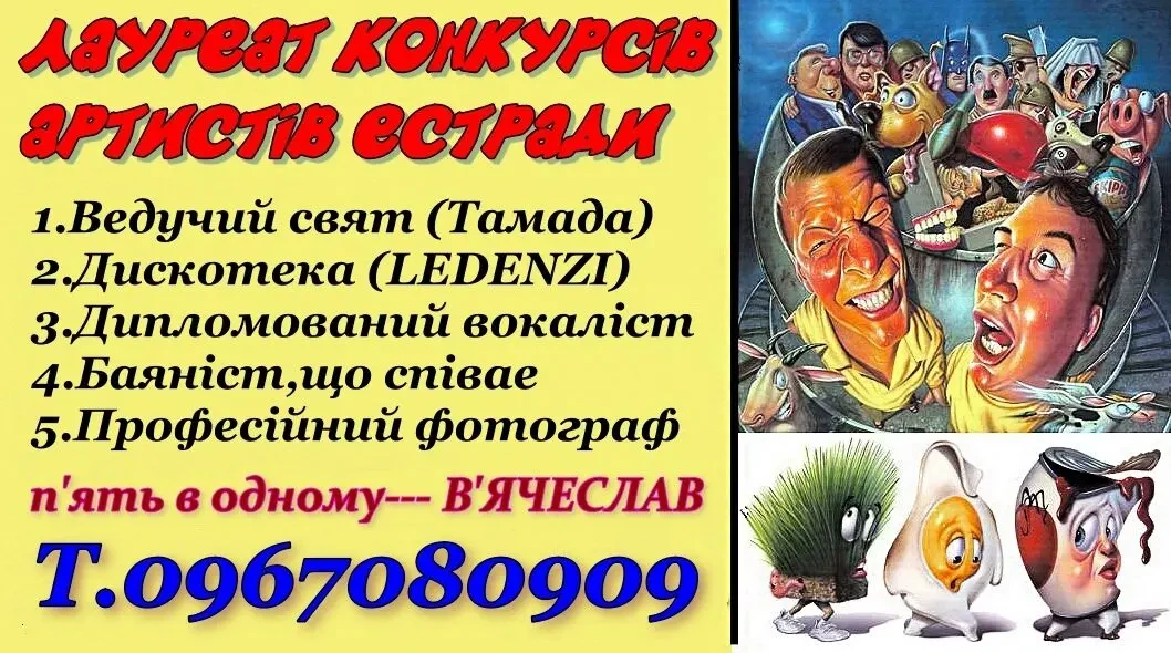 Ведущий,ди-джей, вокалист, баяянист, фотограф