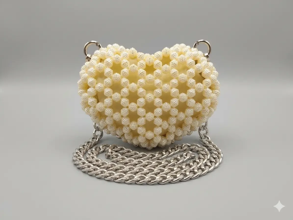 Перлинна сумочка-мікро у формі серця 2