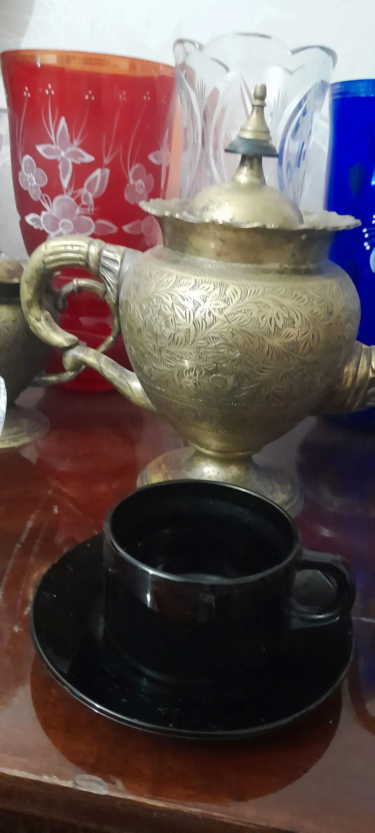 Красивая кофейная пара чёрного цвета. Аркопал. Франция 7