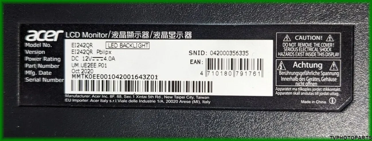 Main Board JRY-W9UHD-XA1 для монітора Acer EI242QR 6