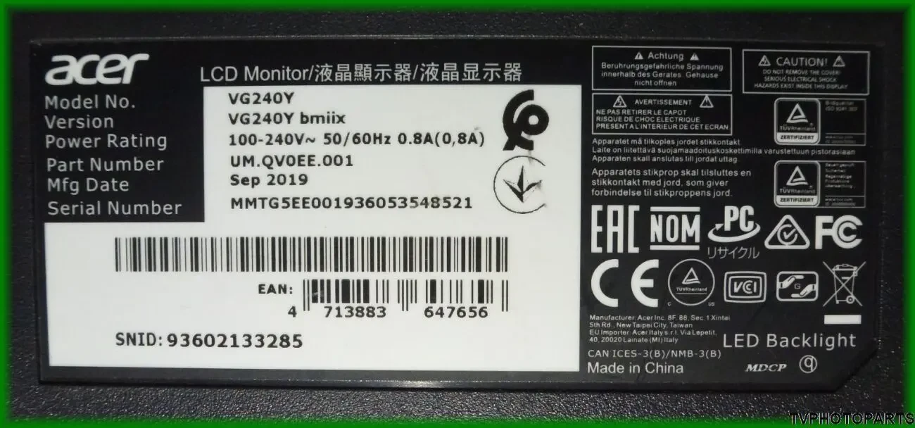 Main Board 4H.45F01.A30 для монітора Acer VG240Y 5