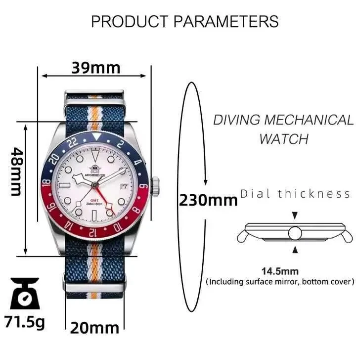 Часы Addiesdive GMT 200m в стиле Pepsi 7