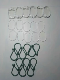 Кольца шторки для душа 3 вида по 12 комплекты, пластик, белые, зеленые